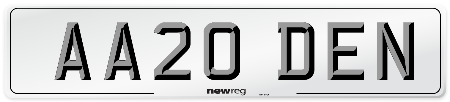 AA20 DEN Number Plate from New Reg